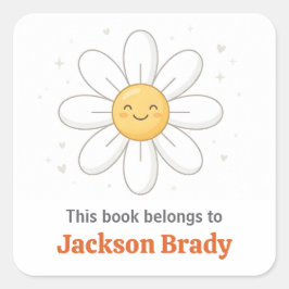 Etiqueta de libro personalizada con margarita blan