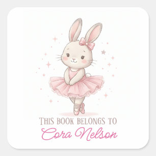 Etiqueta de libro personalizada de conejo bailarin