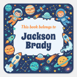 Etiqueta de libro personalizada de galaxia de plan