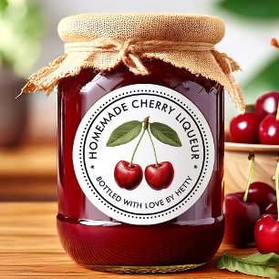 Etiqueta de licor de cereza para receta casera