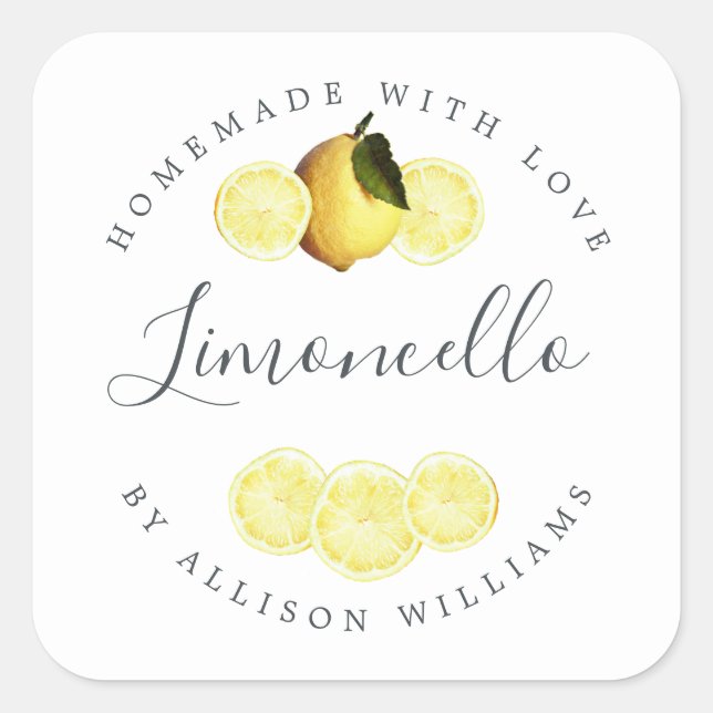 Etiqueta de Limoncello casera personalizado (Anverso)