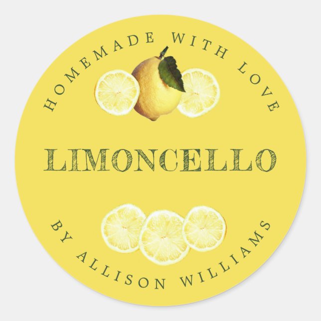 Etiqueta de Limoncello casera personalizado Amaril (Anverso)
