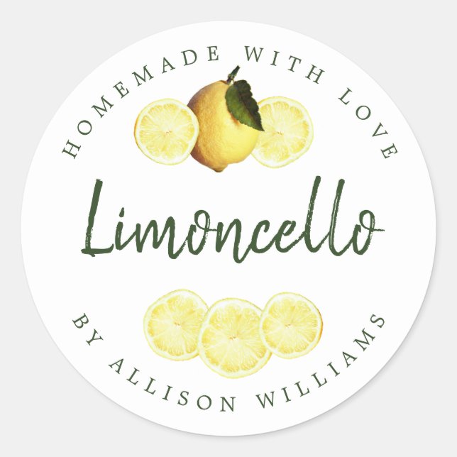 Etiqueta de Limoncello casera personalizado de col (Anverso)