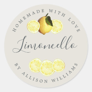 Etiqueta de Limoncello casera personalizado Gris c