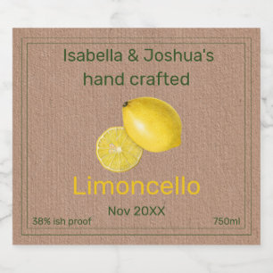 Etiqueta de Limoncello sobre papel color Kraft