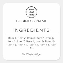 Etiqueta de lista de ingredientes moderna con logo