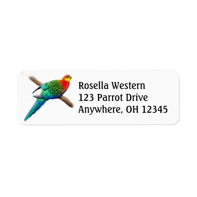 Etiqueta de loro de Rosella occidental (Frente)