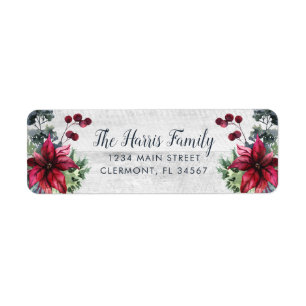 Etiqueta de los Berries Holly de Poinsettia Roja d