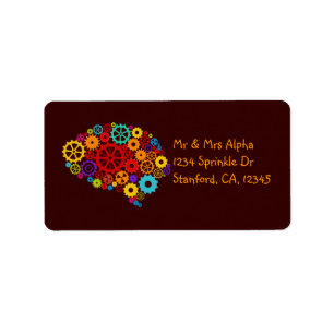 Etiqueta de los engranajes del cerebro