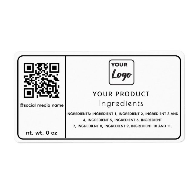 Etiqueta de los ingredientes sencillos del logotip (Frente)