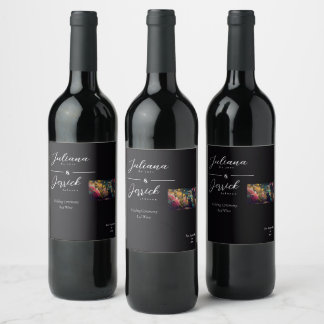 Etiqueta de lujo para botella de vino para boda de