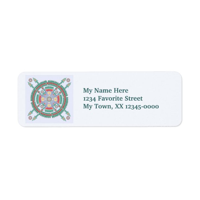Etiqueta de Mandala tribal turquesa (Frente)