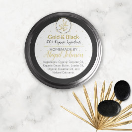 Etiqueta de manteca de cuero negro y dorado casero
