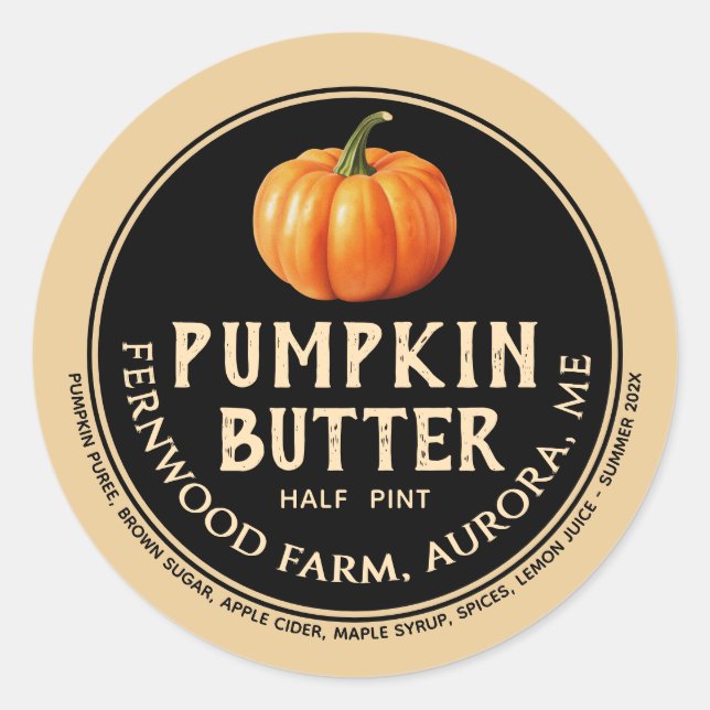 Etiqueta de mantequilla de calabaza Calabaza Spin  (Anverso)
