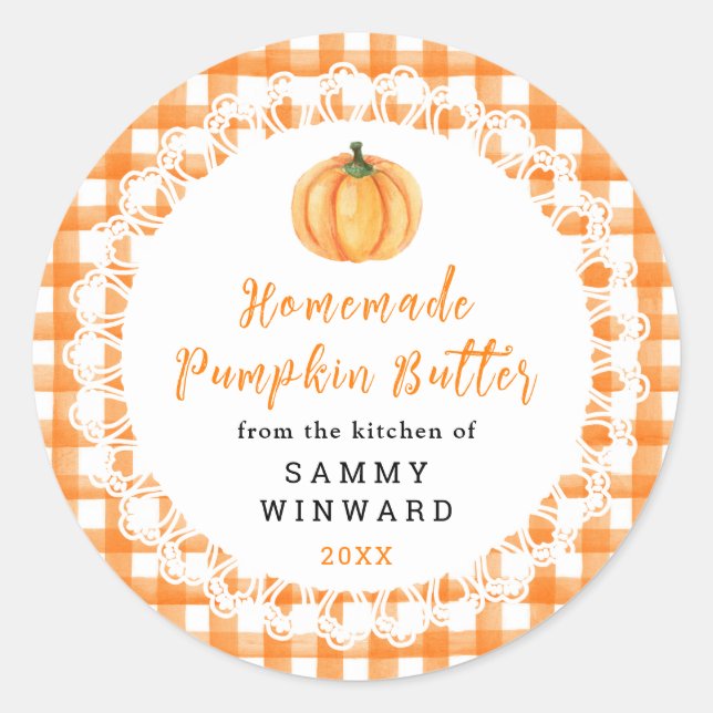 Etiqueta de Mantequilla de Calabaza Casera (Anverso)