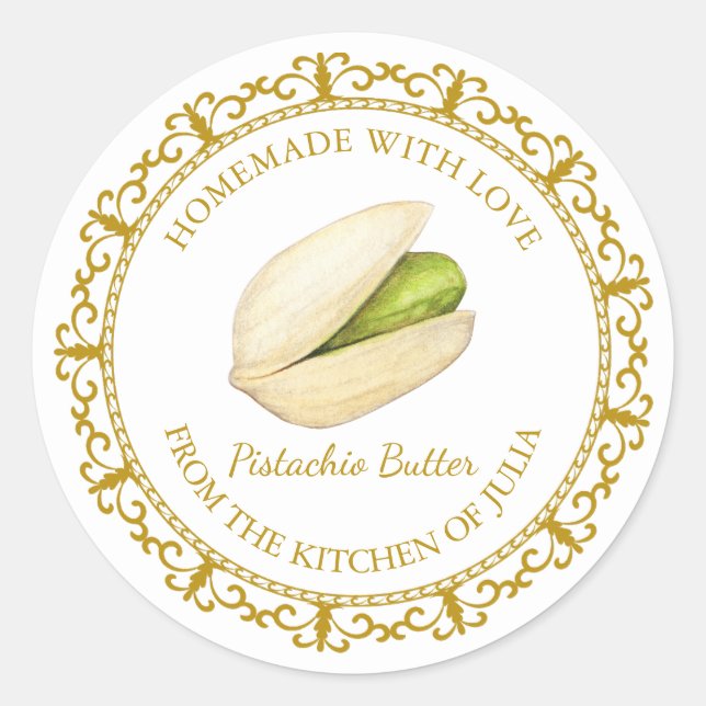Etiqueta de Mantequilla de Pistachio Casera de Vin (Anverso)
