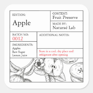 Etiqueta de manzana de la farmacia Black & White