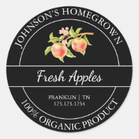 Etiqueta de manzana orgánica fresca de los jardine