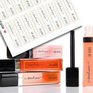 Etiqueta de maquillaje transparente de borde dorad