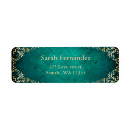 etiqueta de marco dorado verde rústico