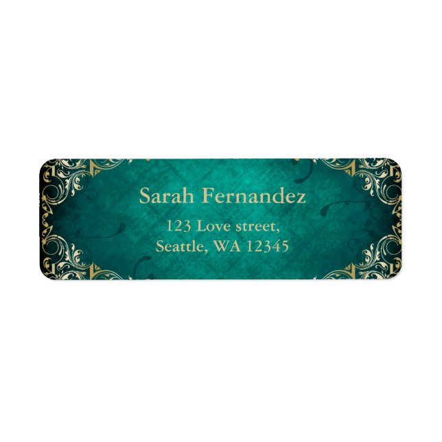 etiqueta de marco dorado verde rústico (Frente)