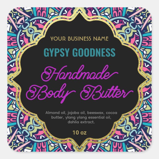 Etiqueta de marco ornamental tribal púrpura (Anverso)