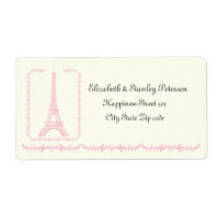 Etiqueta de marfil de la Torre Eiffel rosa del bod
