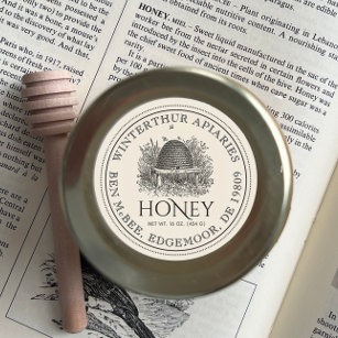 Etiqueta De Marfil Honey Jar (Vintage Skep)