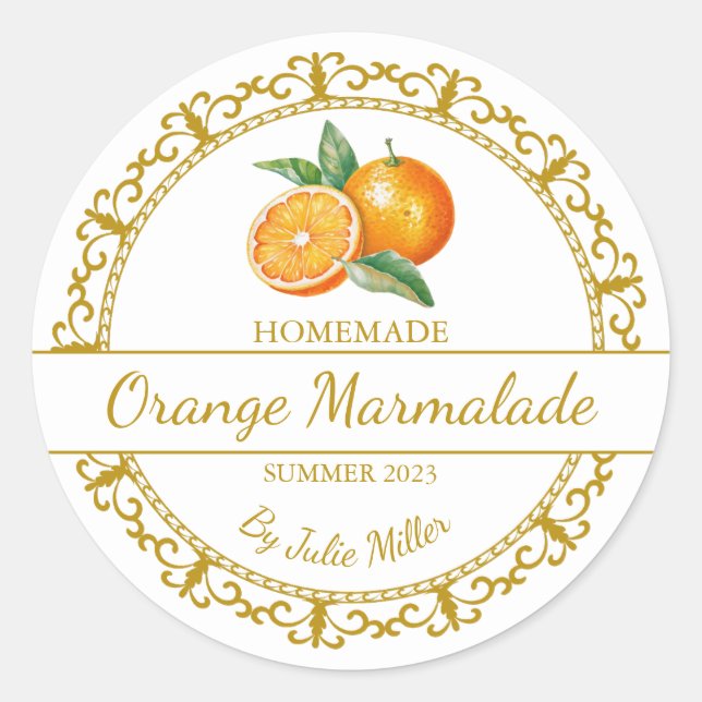 Etiqueta de Marmalade de Naranja casero de oro vin (Anverso)