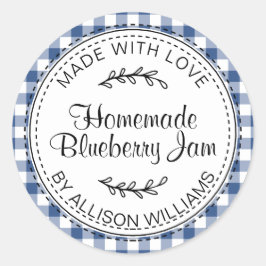 Etiqueta de Mermelada Casera de Arándanos Gingham 