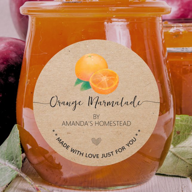 Etiqueta de mermelada casera de naranja Kraft (Subido por el creador)