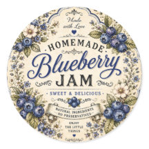 Etiqueta de Mermelada de Arándano Vintage Azul