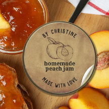 Etiqueta de mermelada de melocotón Hecha a Mano co