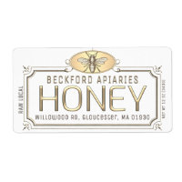 Etiqueta de miel 3D con marco de oro metálico con