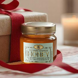 Etiqueta de miel 3D enmarcada de oro metálico de 2