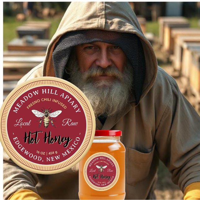 Etiqueta de miel caliente Abeja amarilla fresca (Subido por el creador)