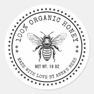 Etiqueta de miel con abeja de color personalizado