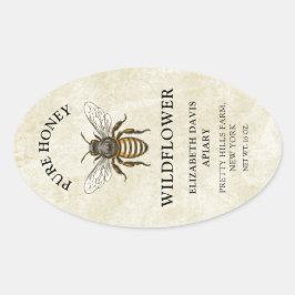 Etiqueta de miel con abeja de estilo vintage