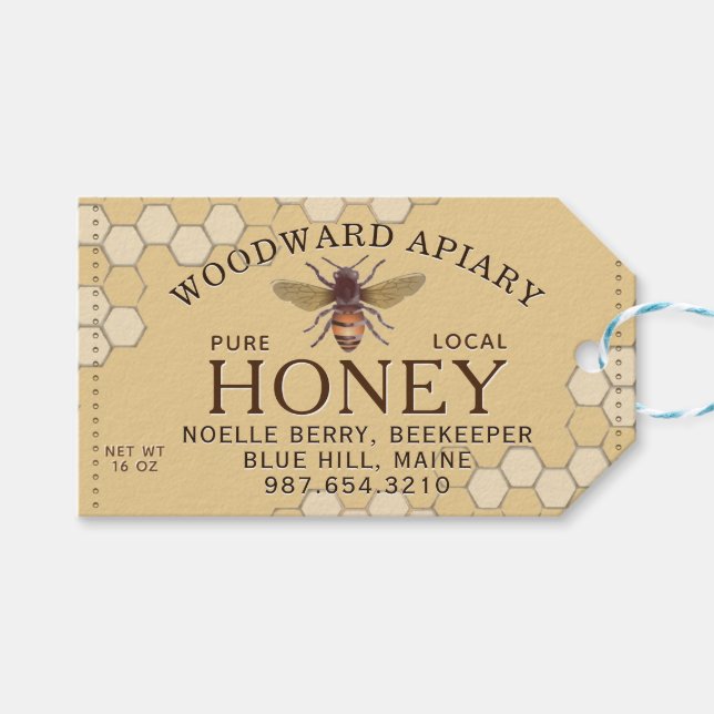 Etiqueta de miel con datos de nutrición Honeycomb  (Frente (Horizontal))