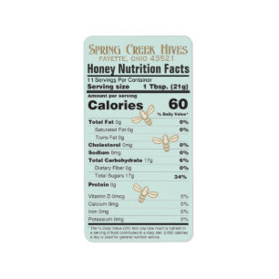 Etiqueta de miel con hechos nutricionales compatib