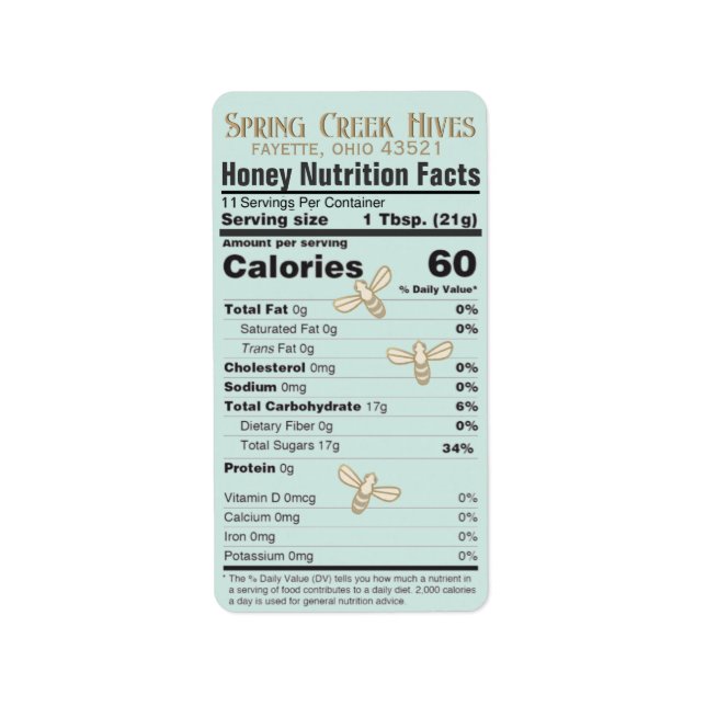 Etiqueta de miel con hechos nutricionales compatib (Frente)