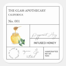 Etiqueta de miel con hierbabuena perminosa apoteór