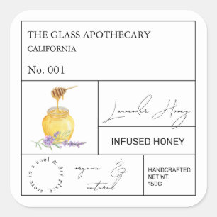 Etiqueta de miel con lavanda Apothecar