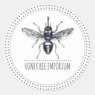 Etiqueta de miel con logotipo de abeja