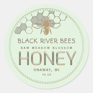 Etiqueta de miel cruda de abeja y abeja verde páli