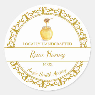 Etiqueta de miel cruda de oro vintage