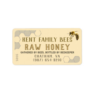 Etiqueta de miel cruda Honeycomb & Bee