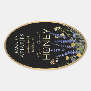 Etiqueta de Miel Cruda Local de Flores Silvestres 