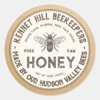 Etiqueta de Miel Cruda Pura Kraft French Bee