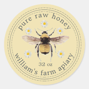 Etiqueta de miel de abeja amarilla